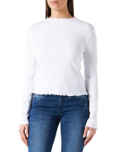 Urban Classics Damska koszulka z długim rękawem z okrągłym dekoltem, biała, 4XL
