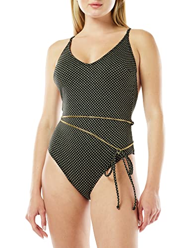 Dagi Damski strój kąpielowy z podwójnym kołnierzem, jednoczęściowy, czarny, 36