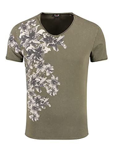 KEY LARGO Męski T-shirt Magic z dekoltem w serek, urban khaki (1513), M