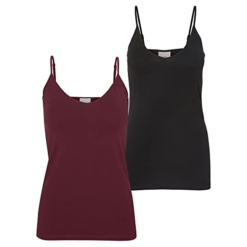VERO MODA Tall Women's VMMAXI My Soft V Singlet 2 szt. NOOS Tall Top, czarny/opakowanie: Port Royale, XL/T, Czarny/paczka: port Royale, XL (Długi)