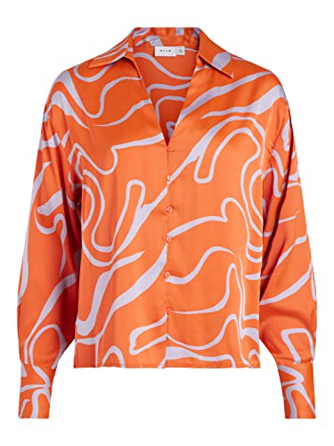 Vila Women's VIJULIE IDA L/S Shirt Bluzka, Tigerlily/AOP:Ida Sweet Lavender, 36, Tigerlily/Aop:ida Sweet Lavender, 36