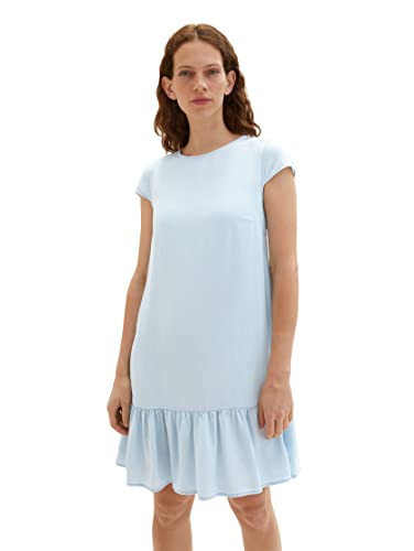 TOM TAILOR Damska sukienka dżinsowa z falbanką, 10110 – Blue Denim, 38