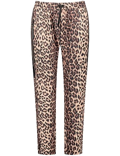 Samoon Damskie spodnie do biegania z wzorem Leo Dessin spodnie kolarskie Jogpants Animal Print lekko skrócone nogawki, Czarny wzór, 46
