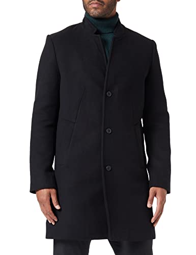 TOM TAILOR Denim Męskie Nowoczesny płaszcz wełniany 1032440, 29999 - Black, S