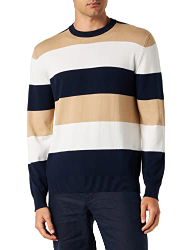 United Colors of Benetton Sweter męski, Wielokolorowy wzór w paski 921, L