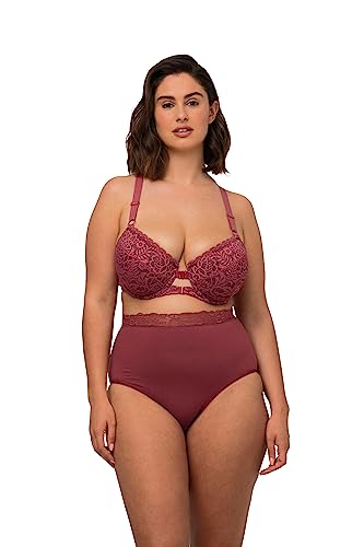 Ulla Popken Biustonosz damski z fiszbinami, miękka miseczka, koronka, zapięcie z przodu, karminowoczerwony, 110D