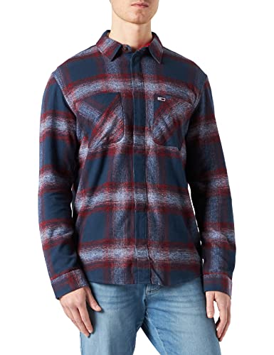 Tommy Jeans Męska koszula flanelowa TJM Heather Check, Bing Cherry Check, S