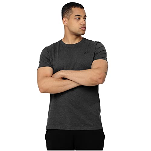 4F Koszulka męska, Dark Grey Melange, 3XL