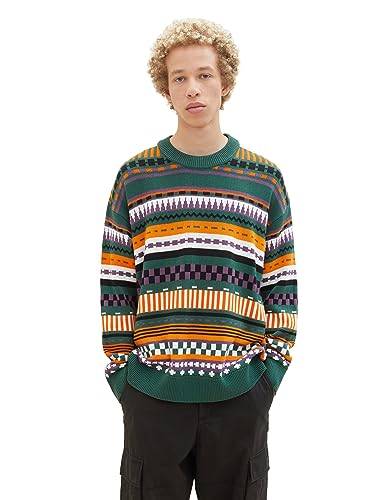 TOM TAILOR Denim sweter męski, 32779 - Multicolor Fair Isle Design, S