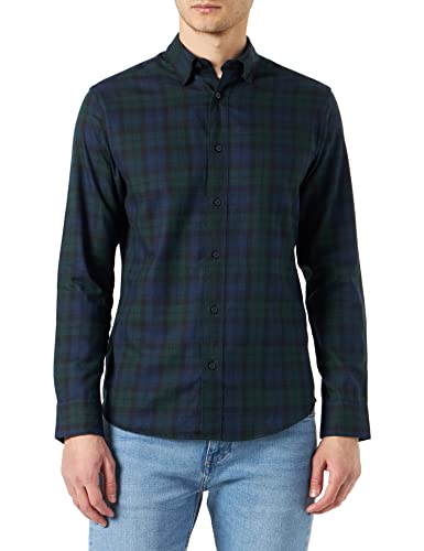 Jack & Jones Męska koszula zimowa Jprbladallas L/S, Granatowy blezer/Checks: slim fit, XL