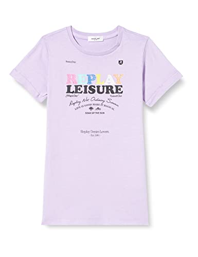 Replay Dziewczęca sukienka z krótkim rękawem z dżerseju, fioletowa (Lavander 921), 12 lat, 921 Lavander, 12 Lata