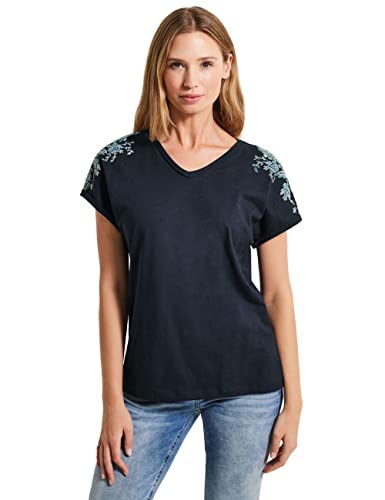 Cecil Damska koszulka z krótkim rękawem z nadrukiem, Deep Blue, XS