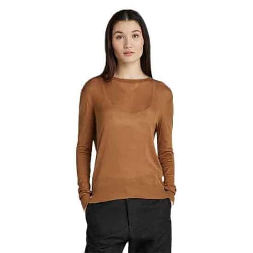 G-STAR RAW Damski sweter z dzianiny Core Round Neck Knit, Brązowy (Oxide Ocre D21960-d166-1329), XS