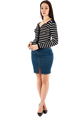 Morgan Damska kamizelka z długim rękawem MILIA Navy TXS, Granatowy/Kość słoniowa, XS