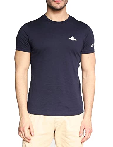Replay T-shirt męski z krótkim rękawem z nadrukiem logo, 085 niebieski, M