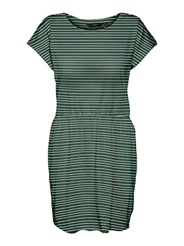 VERO MODA Women's VMLUNA SS Short Dress NOOS sukienka, Laurel Wreath/Stripes:Rebecca Snow White, S, Laurel Wreath/Stripes:rebecca Snow White, S