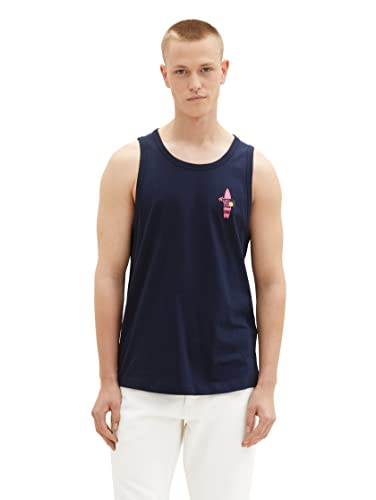 TOM TAILOR Denim Męski 1038463 tank top, 10668-Sky Captain Blue, XS, 10668 - Sky Captain Blue, XS