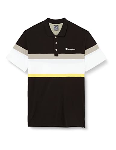 Champion Męska koszulka polo Legacy Light Cotton Pique Color Block Shirt, (czarny/biały), M