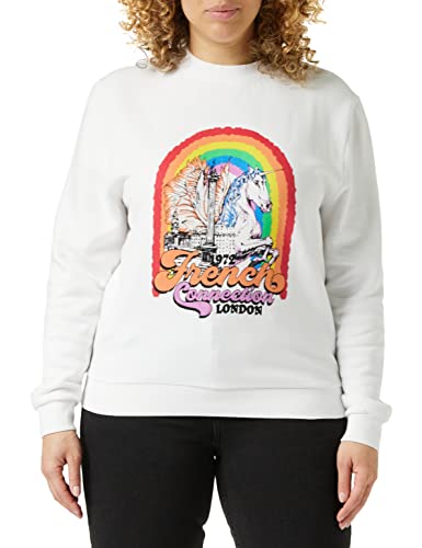 French Connection Damski sweter z długim rękawem z grafiką Pegasus, biały, S, biały, S