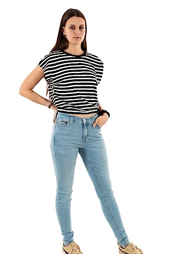 ONLY Kobiety ONLMAY S/S Cropped Box JRS Top, Black/Cloud Dancer, M, Czarny/Cloud Dancer, M