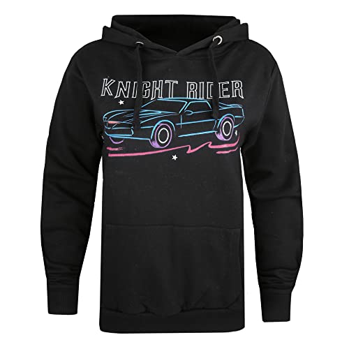 Knight Rider Damska bluza z kapturem w gwiazdki, Czarny, 34
