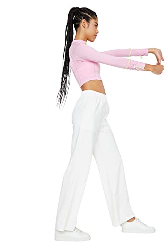 Trendyol Damskie spodnie dresowe TWOAW23PL00181/Ekru, Ecru, L, Ecru, L