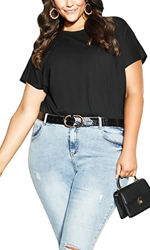 CITY CHIC Damska koszulka plus size Luna Dress Shirt, Czarny, 48