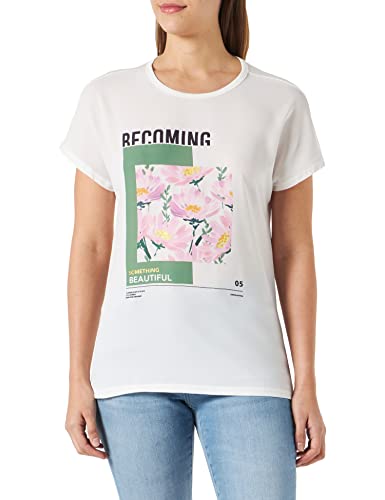 ONLY Women's ONLGINJA REG S/S Flower TOP Box JRS T-Shirt, Cloud Dancer/Print:Becoming, M