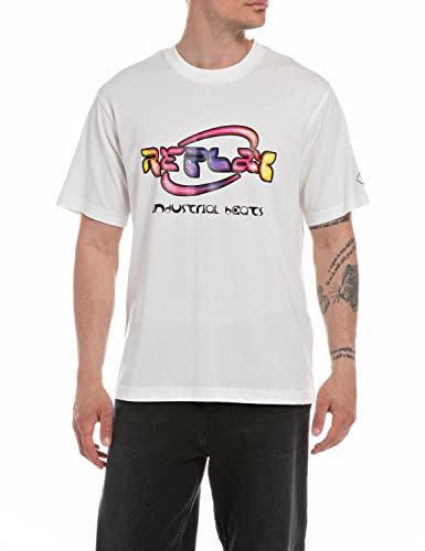 Replay Męski T-shirt M6502, 011 Natural White, XXL, 011 Natural White, XXL