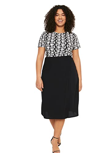 Trendyol Damska spódnica ołówkowa midi w rozmiarze plus size z wysoką talią tkana spódnica plus size czarna, Czarny, 72-Du?e rozmiary