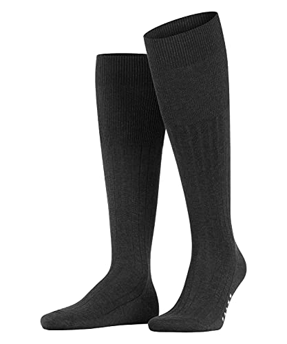 FALKE Mężczyźni Podkolanówki Milano M KH Bawełna Fil d'Ecosse długie jednokolorowe 1 Para, Szary (Anthracite Melange 3190), 45-46