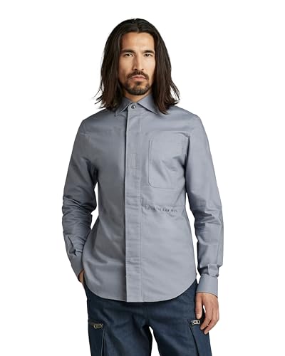 G-STAR RAW Męska koszula Secret Utility Regular, Wielokolorowy (Lt Cloud/Steel Grey Oxford C895-d494), XL