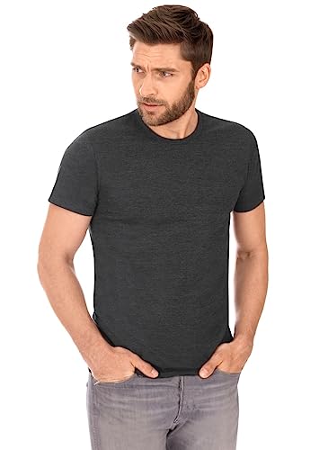 Trigema Męski t-shirt slim fit z bawełny deluxe, grafit melanż, M