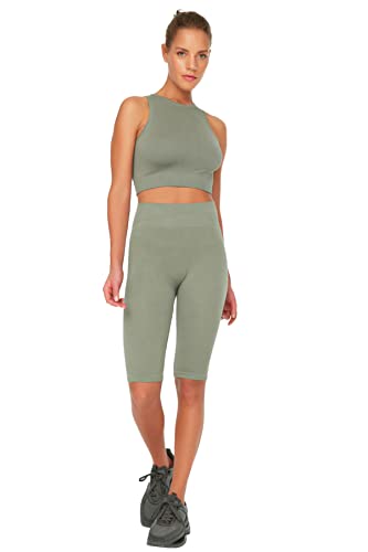 Trendyol Damskie rajstopy sportowe do jogi, khaki, rozmiar M/L