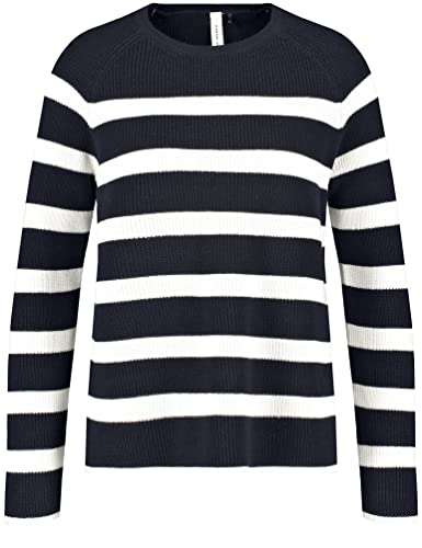 GERRY WEBER Edition Sweter damski 978006-44701, niebieski/ecru/biały w prążki, 48 (DE), Niebieski/Ecru/Bia?e paski, 48