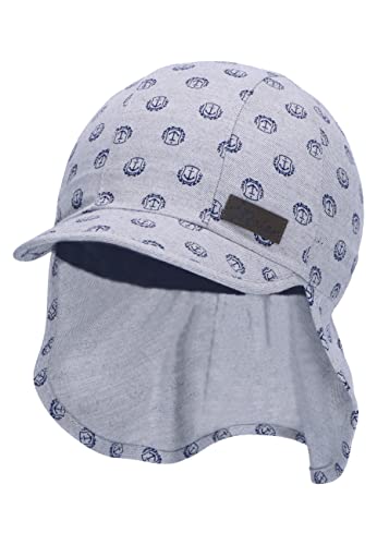 Sterntaler Unisex dziecięca czapka z daszkiem, ochrona karku, kotwica, czapka dziecięca, jasnoszare, 45