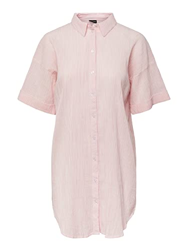 PIECES Damska bluzka Pcterra Ss Long Shirt Bc, Begonia Pink, M