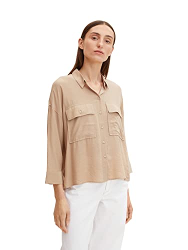 TOM TAILOR Damski bluzka z kieszeniami 1032566, 26353 - Messy Beige, 44