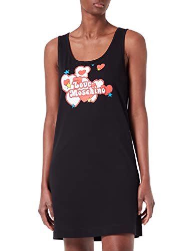 Love Moschino Damska sukienka z nadrukiem serc i gwiazd, czarny, 40