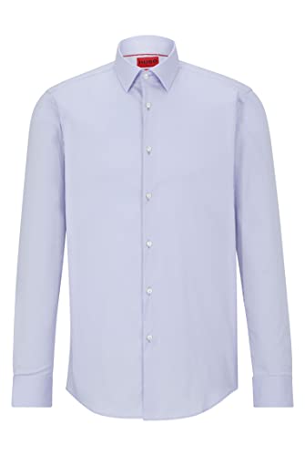 HUGO Kenno Slim-Fit męska koszula z mieszanki bawełny o strukturze popeliny, Light/Pastel Purple535, 46