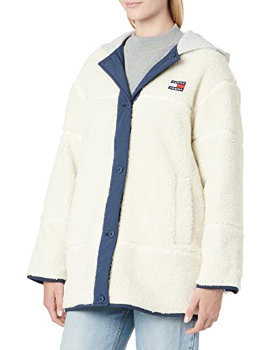 Tommy Hilfiger Damska Tjw dwustronna kurtka Sherpa tkane płaszcze, eccru/multi, M, Ecru/Multi, M