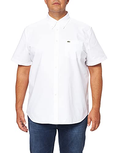 Lacoste Męska koszula na co dzień z rękawem, Blanc, L-XL