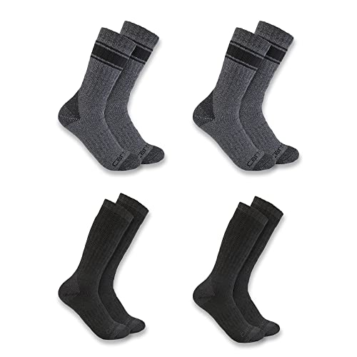 Carhartt Męskie skarpety Heavyweight Crew, 4 sztuki, różne kolory, 1 sztuka, czarne, duże (4 sztuki), Różne kolory, 1 sztuka, czarny, L