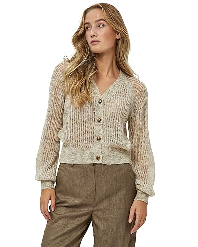 Minus Damski kardigan Devia z długim rękawem z dekoltem w serek, jasna brzoza, XL, Light Birch, XL