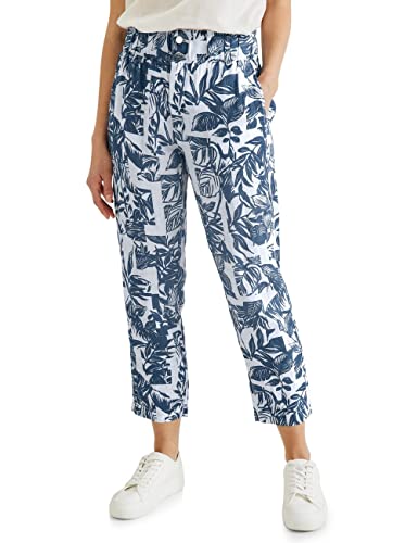 Street One Damskie spodnie lniane, Muted Splash Blue, 36W / 28L
