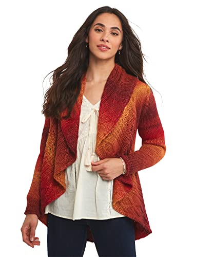 Joe Browns Damski sweter rozpinany z dzianiny z efektem płomienia i wzornictwa, pomarańczowy Multi, 14, Pomarańczowy wiele, 40
