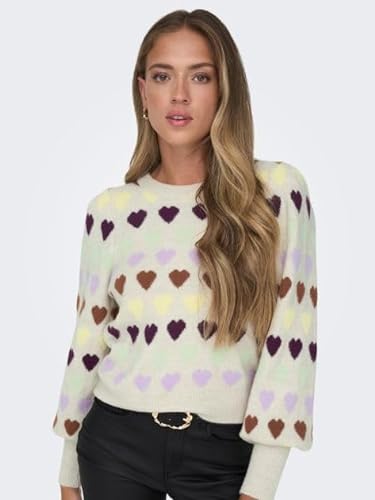 ONLY Onlhazel Ls O-Neck Bf KNT sweter damski, Pumice Stone/szczegóły: melanż, XL