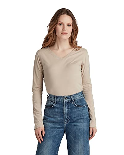 G-STAR RAW Rolled Edge Długi rękaw Top C damski, Beżowy (Dk Brick D19975-c506-1214), XXS