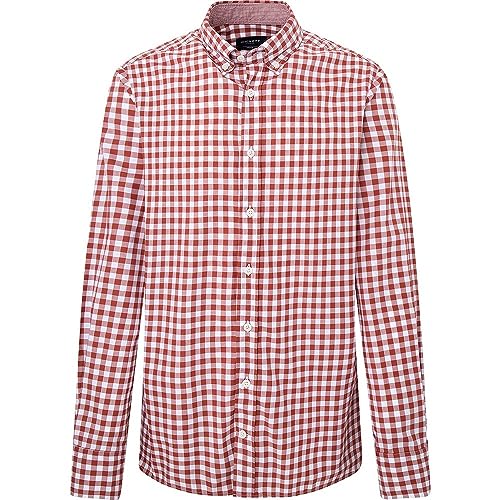Hackett London Duża męska koszula w kratę, Czerwony (czerwony/biały), XS
