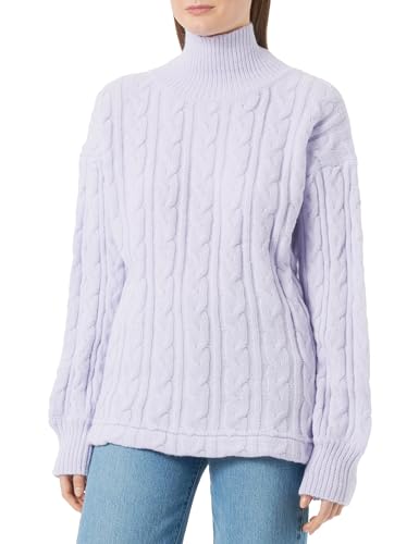 Aleva Damski sweter z golfem Twist modny sweter akrylowy delikatny lawendowy rozmiar XS/S, Delikatna lawenda, XS